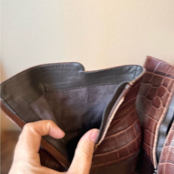 Same Edelman Cari Brown Embossed print Booties size 8.5 - Picture 4 of 12